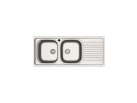 Lavello Cucina 2 Vasche Acciaio Inox 116x50cm - Incasso, Prelucido | Gocciolatoio, Foro Scarico 3.5” - Foto 2