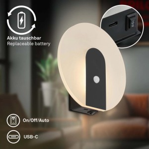 Applique LED Taro 50lm 2700K 15x4cm Nero