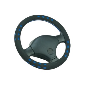 Coprivolante OBI Soft Blu per volanti da 37-39cm, con dettagli blu.