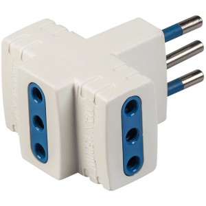 Adattatore multiplo t.b.t. bianco per tre dispositivi.