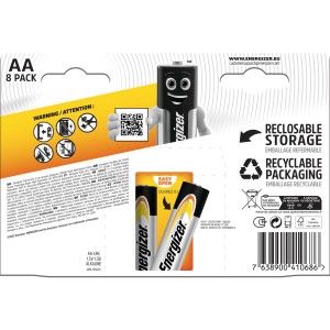 Energizer Alkaline Power AA, confezione da 8. Batterie stilo per dispositivi di uso quotidiano.