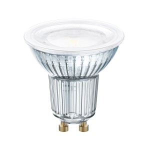 Lampadina LED GU10 con vetro trasparente e scanalato per illuminazione d'atmosfera.