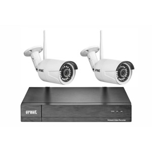 Set videosorveglianza t.b.t. con due telecamere di sicurezza e dispositivo di registrazione.