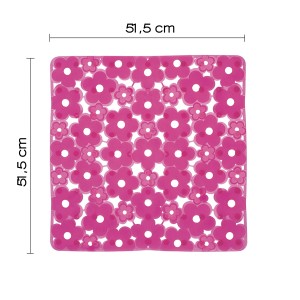 t.b.t. Tappetino doccia rosa con motivo floreale, 51,5x51,5 cm.