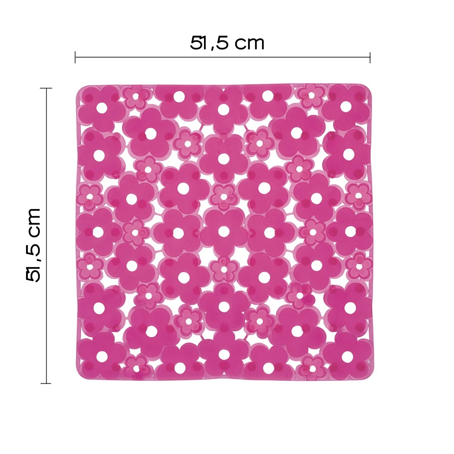 t.b.t. Tappetino doccia rosa con motivo floreale, 51,5x51,5 cm.