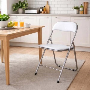 Sedia pieghevole in acciaio con imbotittura 45x45x80cm bianco