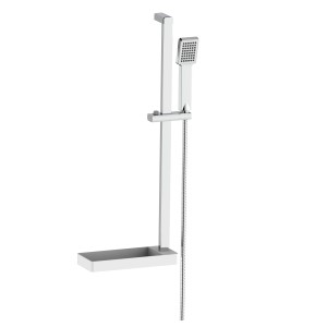 Colonna doccia t.b.t. con doccetta, flessibile e mensola cromata.