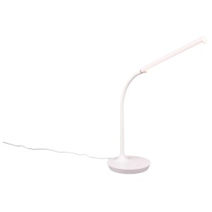 Lampada da tavolo LED Reality Toro bianca con braccio flessibile, ideale come lampada da scrivania.
