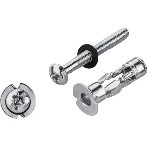 Tassello a espansione in metallo LUX con vite, set da 4, adatto per cartongesso e truciolato.