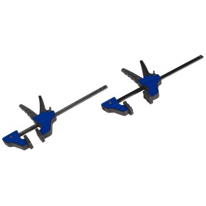 Morsetto a vite in ghisa LUX 400x80 mm Comfort, utensile di serraggio con manico blu e guida zincata.