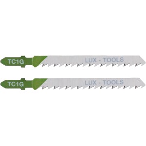 2 lame per seghetto alternativo LUX per legno, taglio fine, attacco a T. Adatte per tagli puliti.