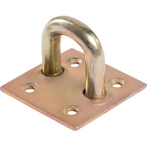 Piastra ad occhiello zincata 37x37x13 mm per chiusure per cancelli, resistente alle intemperie.