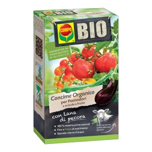 COMPO BIO Concime per pomodori e ortaggi con lana di pecora, confezione.