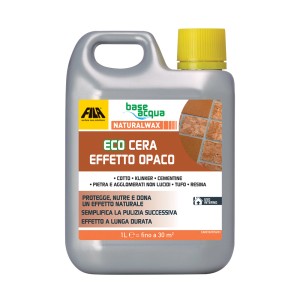 Flacone FILA Eco Cera per la cura opaca dei pavimenti. Adatto per cotto, clinker, cemento.