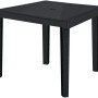 Tavolo da giardino quadrato nero con effetto rattan.