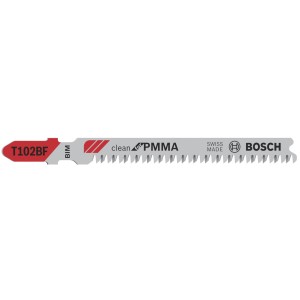 Lama per seghetto alternativo Bosch T102BF per tagli puliti nella plastica, confezione da 3 pezzi.