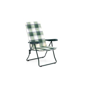 Sedia a sdraio t.b.t. con rivestimento a scacchi verde e bianco.