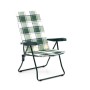 Sedia a sdraio t.b.t. con rivestimento a scacchi verde e bianco.