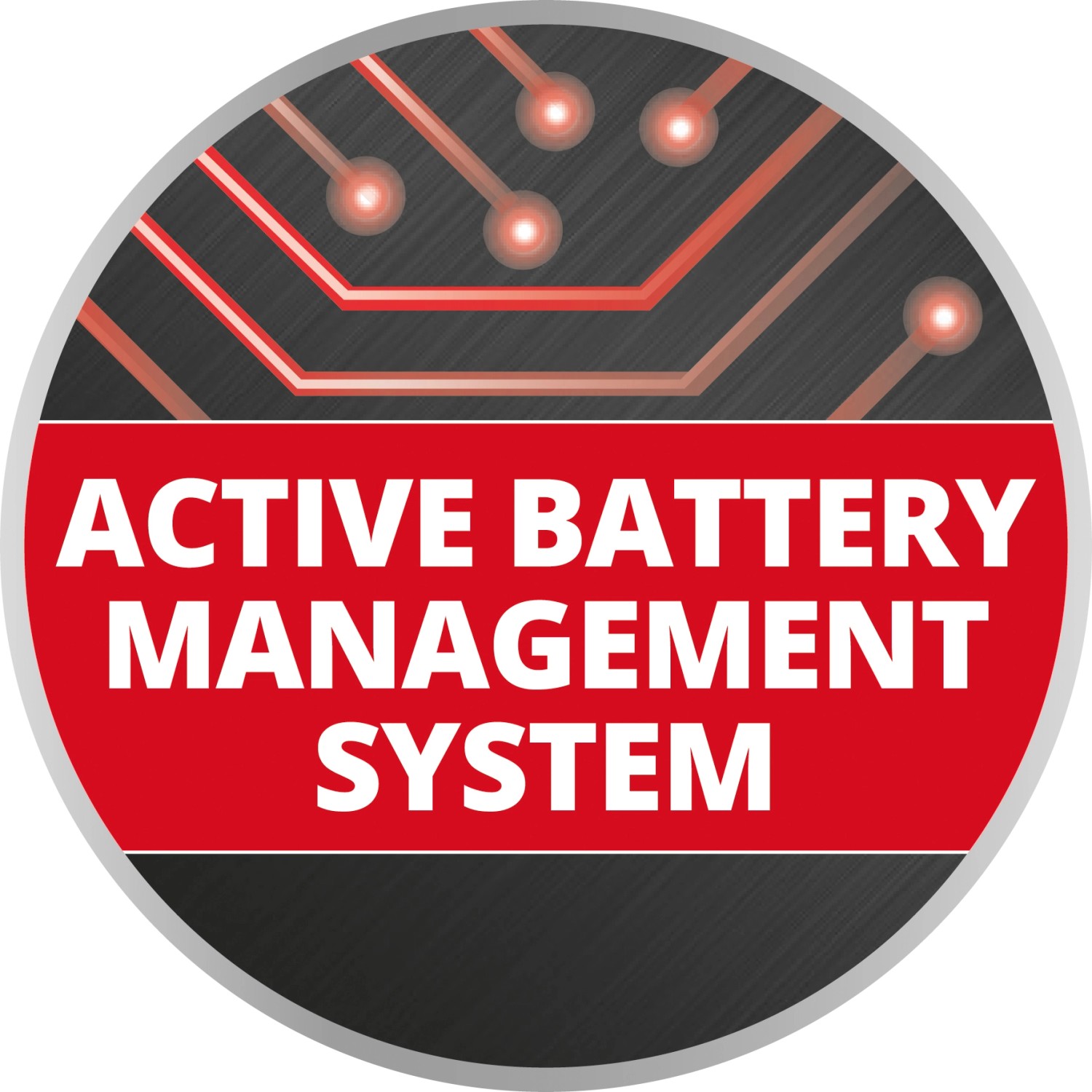 Simbolo del sistema di gestione attiva della batteria (ABS) per batterie Einhell Power X-Change.