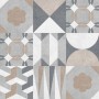 Adesivo da parete t.b.t. con motivi geometrici in grigio, beige e bianco.