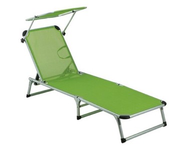 Lettino prendisole pieghevole e reclinabile in acciaio e textilene