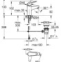 Disegno tecnico del miscelatore monocomando t.b.t. con dimensioni.