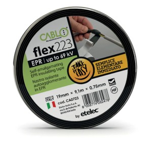 Rotolo di nastro isolante autoagglomerante, marca Cablo, Flex223, fino a 69 kV.