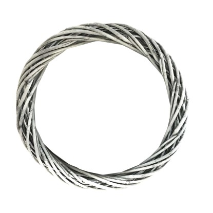 Corona decorativa in legno intrecciato Ø 40 cm grigio