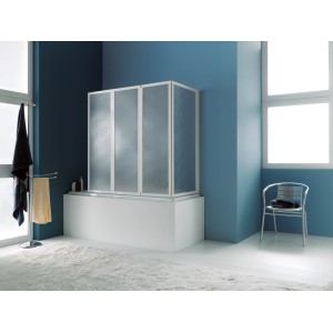 t.b.t. Parete vasca con telaio bianco e vetro satinato.