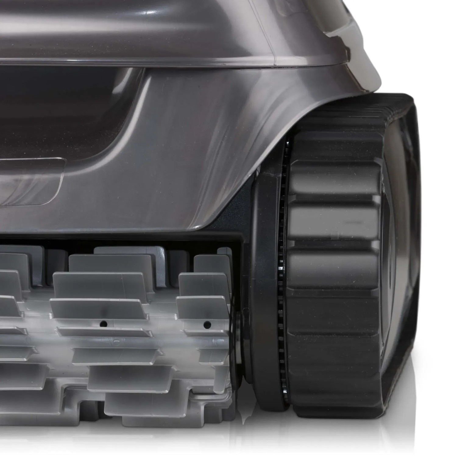 Dettaglio: Robot piscina cordless Zodiac CNX-Li 5220 iQ grigio con trazione a cingoli.