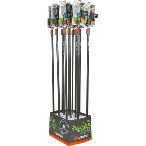 Espositore di troncarami Gardena Combisystem bypass con manico telescopico per rami alti.
