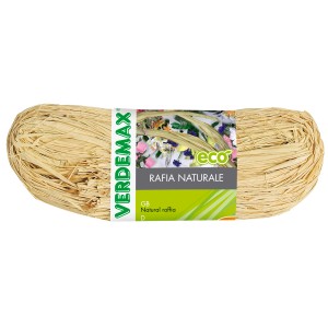 Rafia naturale Verdemax, ideale per l'artigianato e la decorazione in giardino.