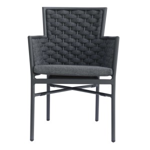 Sedia giardino contract C-braccio alluminio antracite corda antracite imbottita