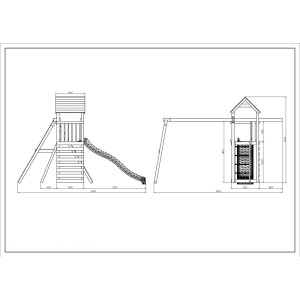 Gioco da giardino Gaia con scivolo e altalene 380x381xh252 cm
