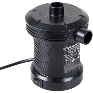 Pompa ad aria elettrica nera per attrezzatura da campeggio. Ideale per gonfiare materassini.