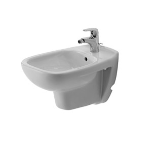 Bidet sospeso Duravit D-Code con troppopieno e foro rubinetto, bianco, con rubinetto.