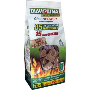 Accendifuoco t.b.t. per barbecue e camino, 100% vegetale, 85 pezzi.