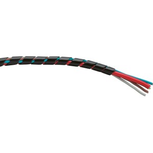 Guaina a spirale nera (Ø 8 mm, 5 m) per proteggere e organizzare i cavi.
