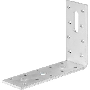 Staffa angolare zincata, 120x90x40 mm, per costruzioni in legno. Resistente alle intemperie e stabile.