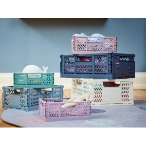 Set di 3 scatole pieghevoli Under The Sea in rosa, bianco lana e blu per camerette.