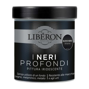 Barattolo di smalto per mobili nero Liberon, adatto per legno, melamina e metallo.