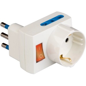Adattatore multiplo t.b.t. bianco con interruttore per prese.