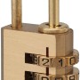 Lucchetto a combinazione color oro con tre ghiere per maggiore sicurezza.