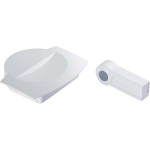 Campanello wireless bianco con trasmettitore, portata 75 m, per la porta d'ingresso.