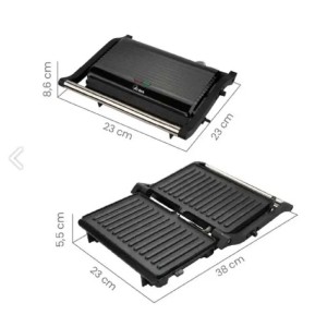 t.b.t. utensile da cucina nero, chiuso e aperto con dimensioni.