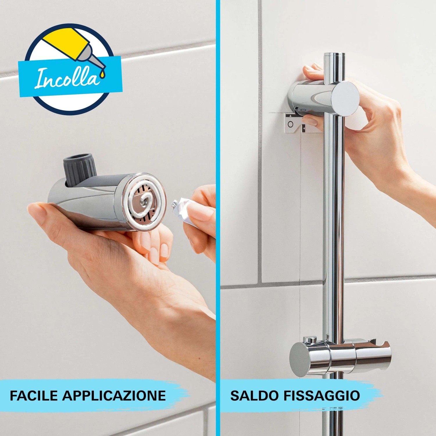 Set asta doccia Grohe QuickFix: Installazione di doccetta e asta doccia cromata.