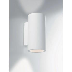 Lampada da parete bianca Intec Banjie, forma cilindrica, per soggiorno e camere da letto.