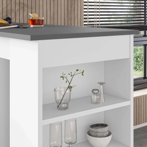 Penisola Swallow con piano antracite e struttura bianco 117x54x102 cm