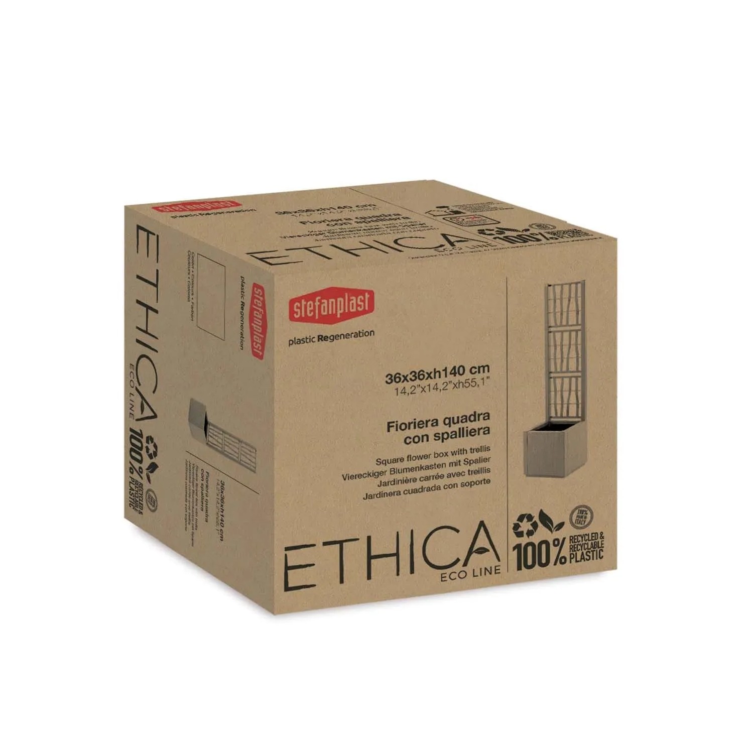 Confezione di una fioriera quadrata t.b.t. con spalliera. Ideale per esterni.