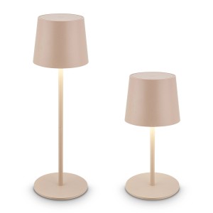 Lampada da tavolo a LED ricaricabile Brilo Bota, beige, due dimensioni. Lampada dimmerabile per interni ed esterni.